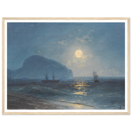 Moonlight (1899) Art Print | Ivan Konstantinovich Aivazovsky - Framed Poster - 30x40 cm / 12x16″ - Black frame