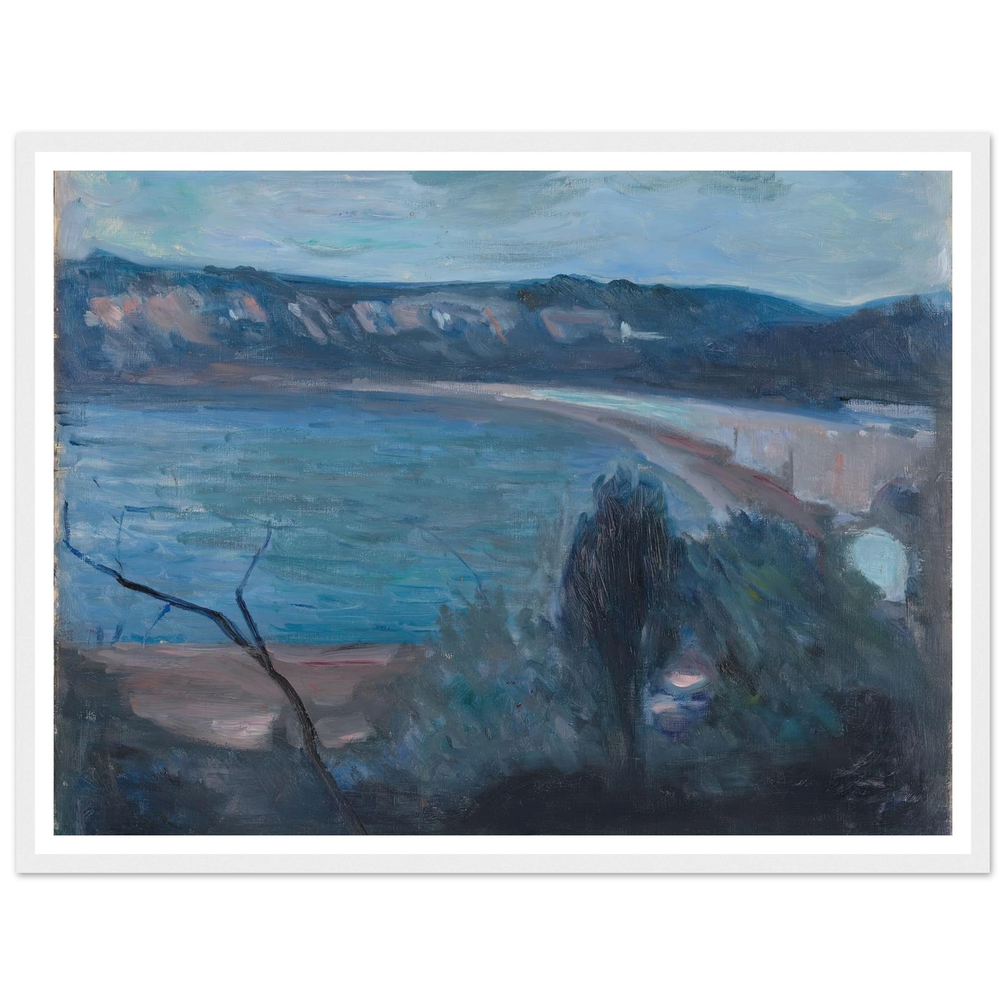 Moonlight by the Mediterranean (1891) Art Print | Edvard Munch - Framed Poster - 30x40 cm / 12x16″ - Black frame