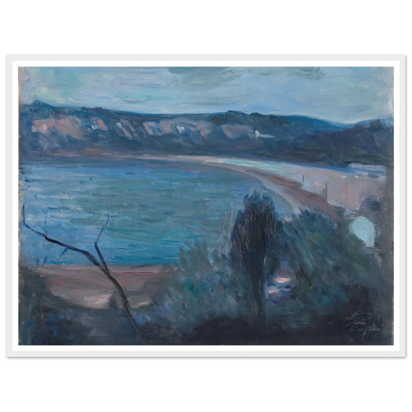 Moonlight by the Mediterranean (1891) Art Print | Edvard Munch - Framed Poster - 30x40 cm / 12x16″ - Black frame