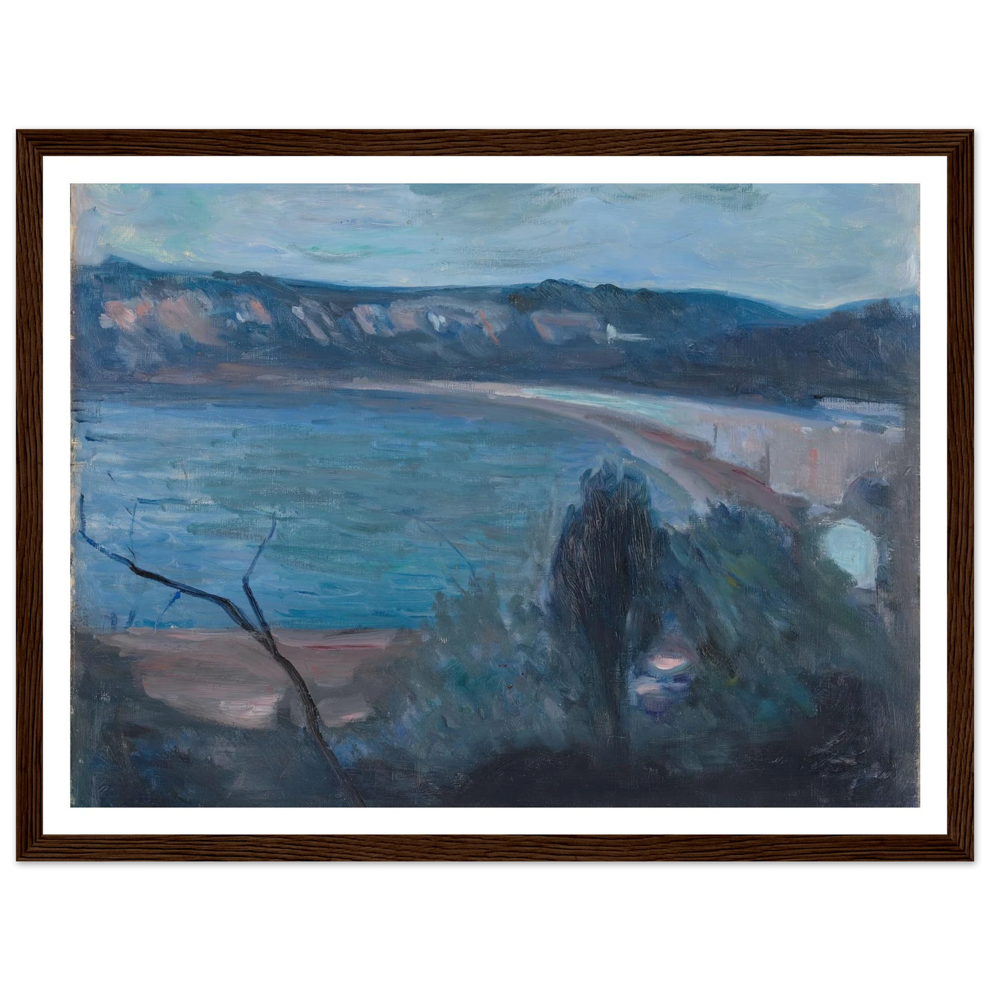 Moonlight by the Mediterranean (1891) Art Print | Edvard Munch - Framed Poster - 30x40 cm / 12x16″ - Black frame