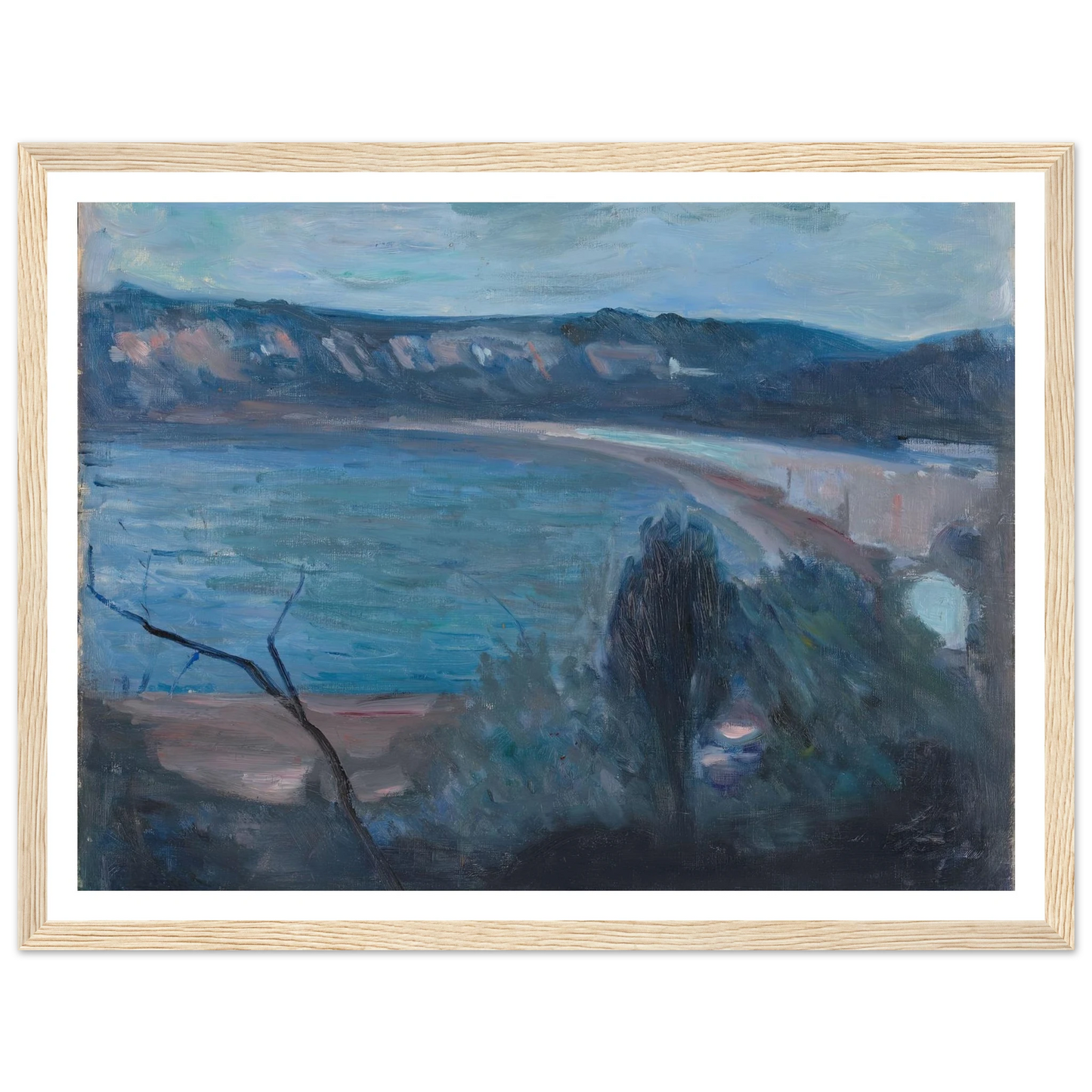 Moonlight by the Mediterranean (1891) Art Print | Edvard Munch - Framed Poster - 30x40 cm / 12x16″ - Black frame