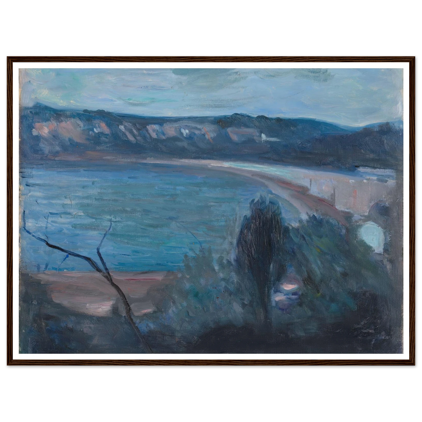Moonlight by the Mediterranean (1891) Art Print | Edvard Munch - Framed Poster - 30x40 cm / 12x16″ - Black frame