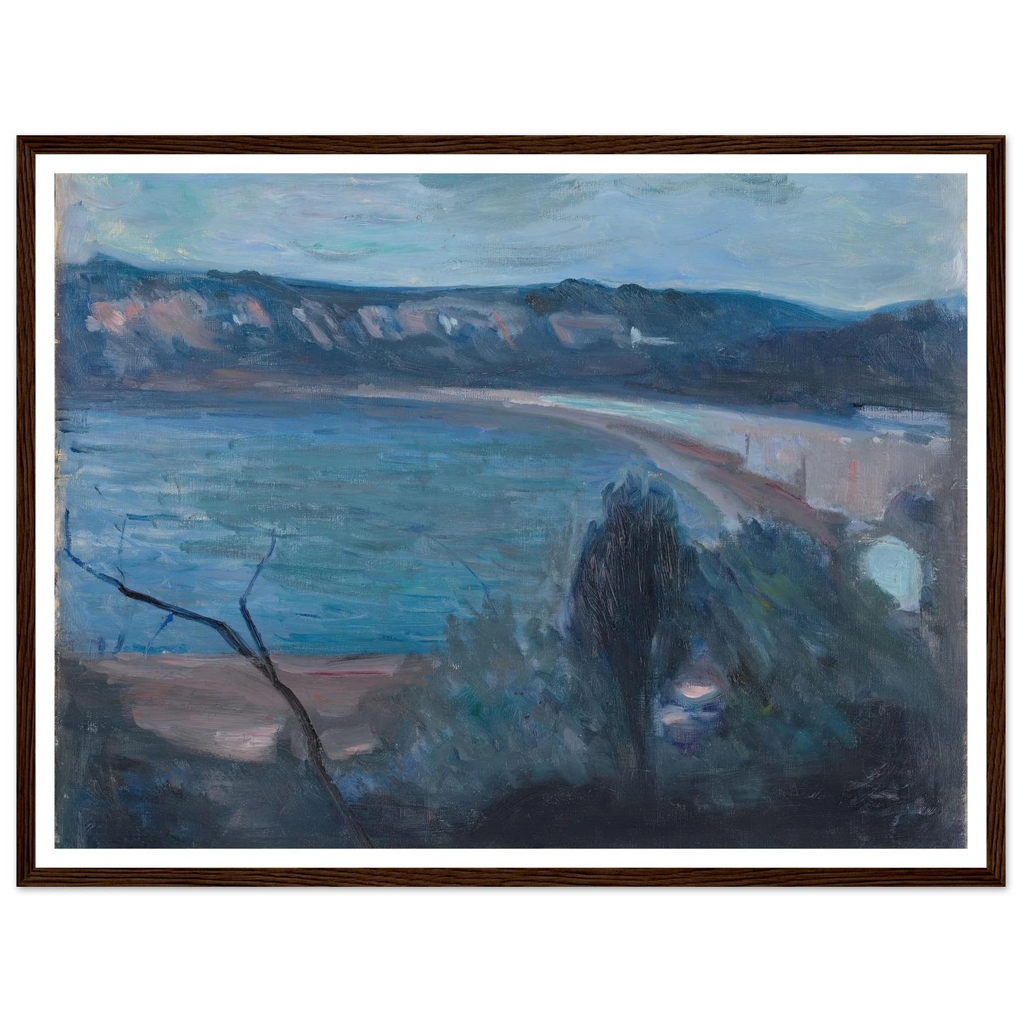Moonlight by the Mediterranean (1891) Art Print | Edvard Munch - Framed Poster - 30x40 cm / 12x16″ - Black frame