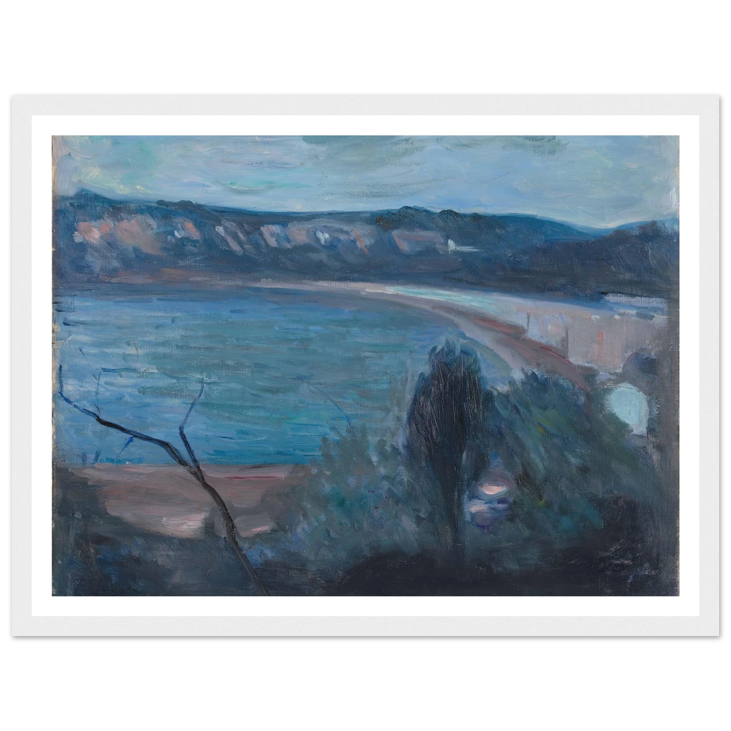 Moonlight by the Mediterranean (1891) Art Print | Edvard Munch - Framed Poster - 30x40 cm / 12x16″ - Black frame
