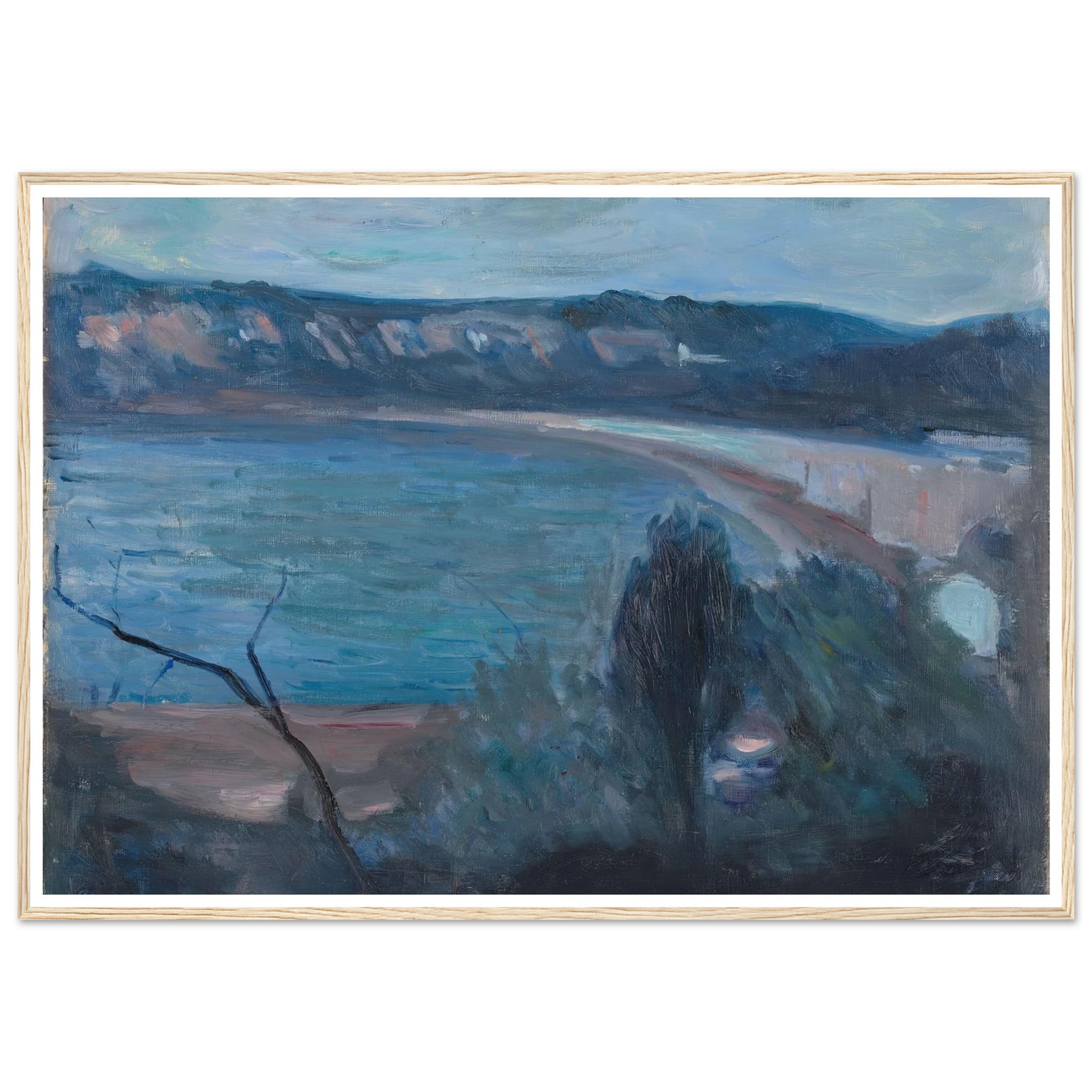 Moonlight by the Mediterranean (1891) Art Print | Edvard Munch - Framed Poster - 30x40 cm / 12x16″ - Black frame