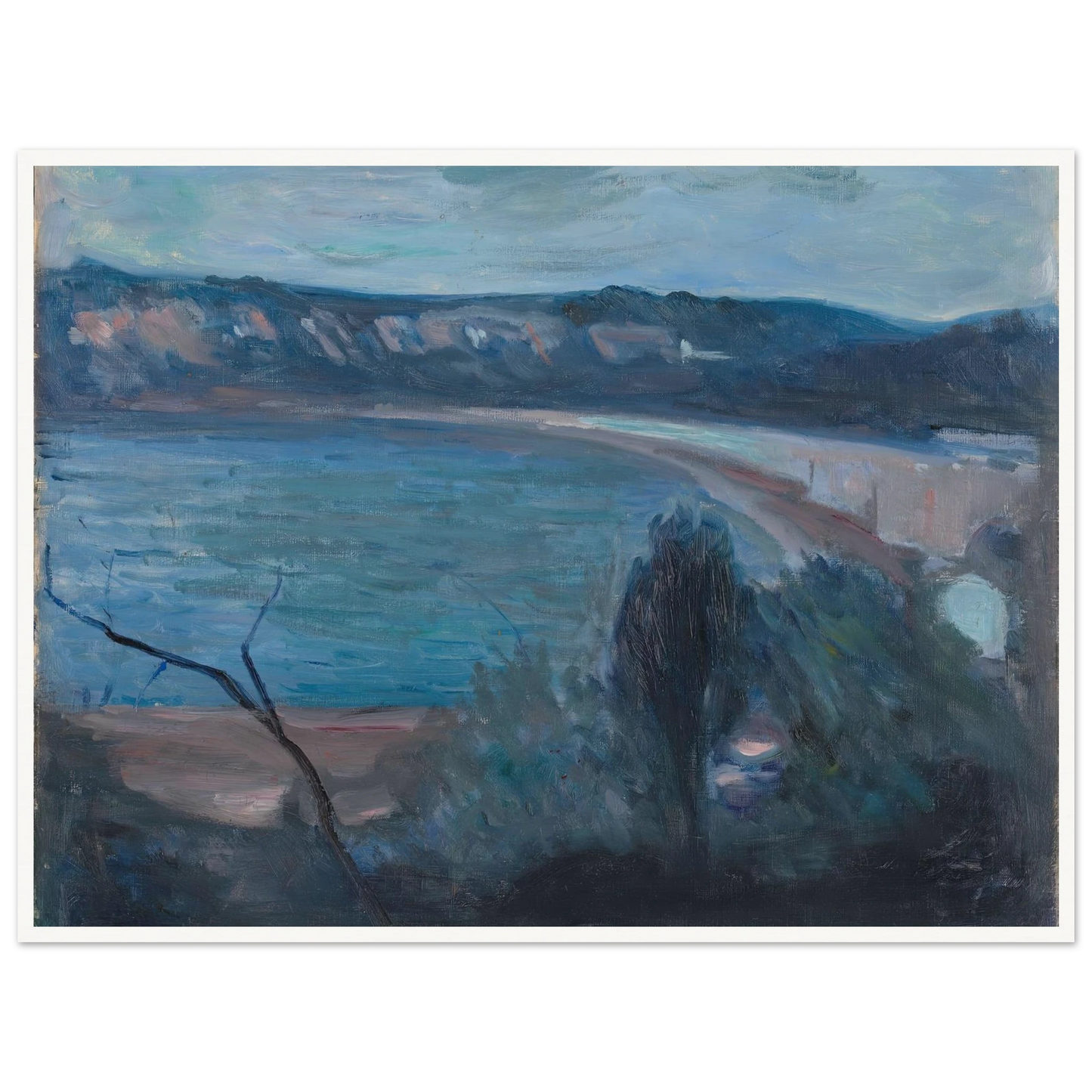Moonlight by the Mediterranean (1891) Art Print | Edvard Munch - Framed Poster - 30x40 cm / 12x16″ - Black frame