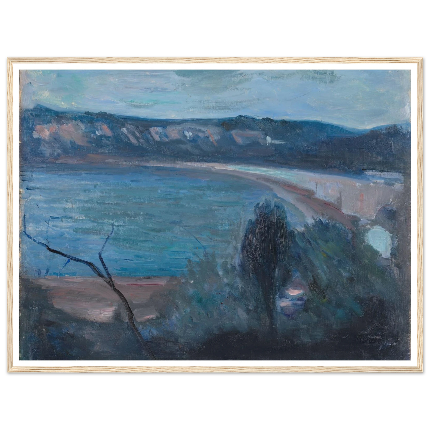 Moonlight by the Mediterranean (1891) Art Print | Edvard Munch - Framed Poster - 30x40 cm / 12x16″ - Black frame
