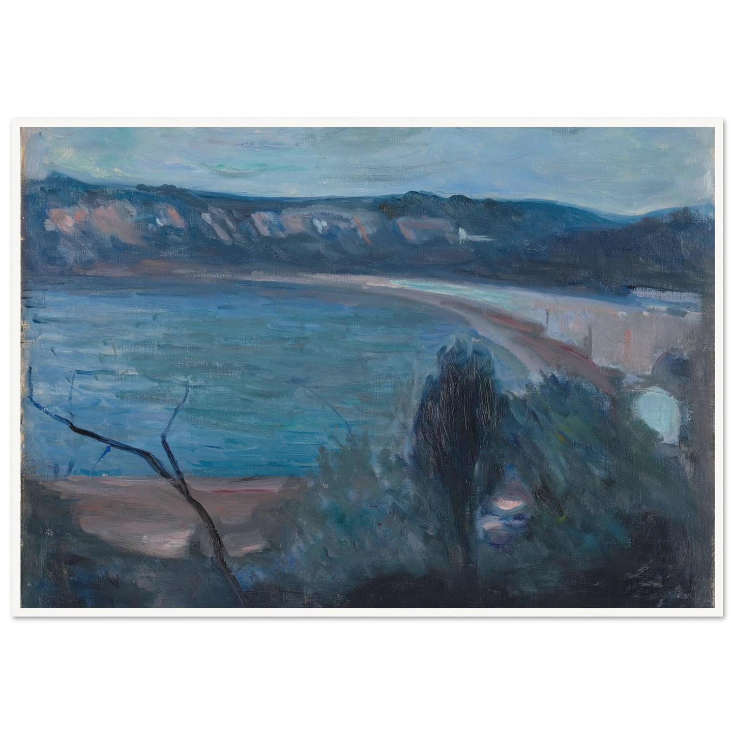 Moonlight by the Mediterranean (1891) Art Print | Edvard Munch - Framed Poster - 30x40 cm / 12x16″ - Black frame