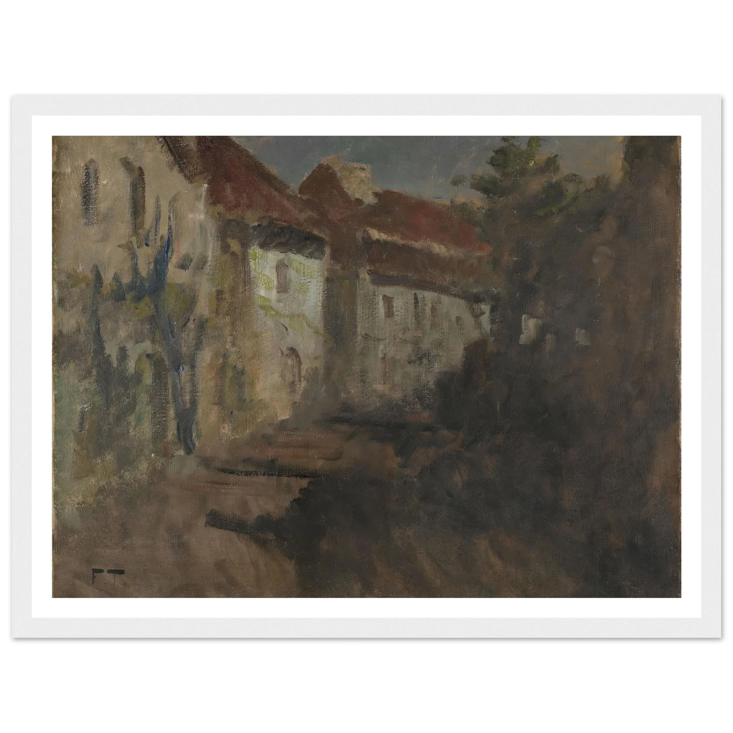 Moonlight in Dieppe (1894 - 1898) Art Print | Frits Thaulow - Framed Poster - 30x40 cm / 12x16″ - Black frame