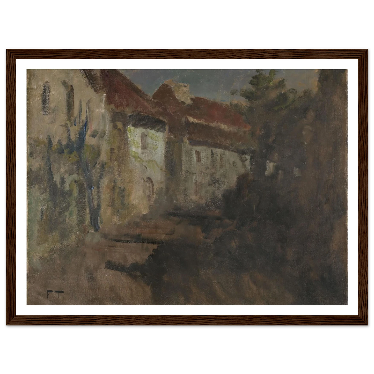 Moonlight in Dieppe (1894 - 1898) Art Print | Frits Thaulow - Framed Poster - 30x40 cm / 12x16″ - Black frame
