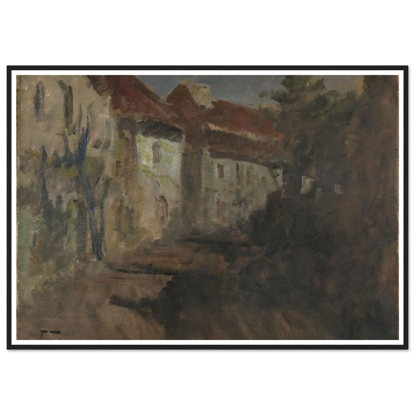 Moonlight in Dieppe (1894 - 1898) Art Print | Frits Thaulow - Framed Poster - 30x40 cm / 12x16″ - Black frame