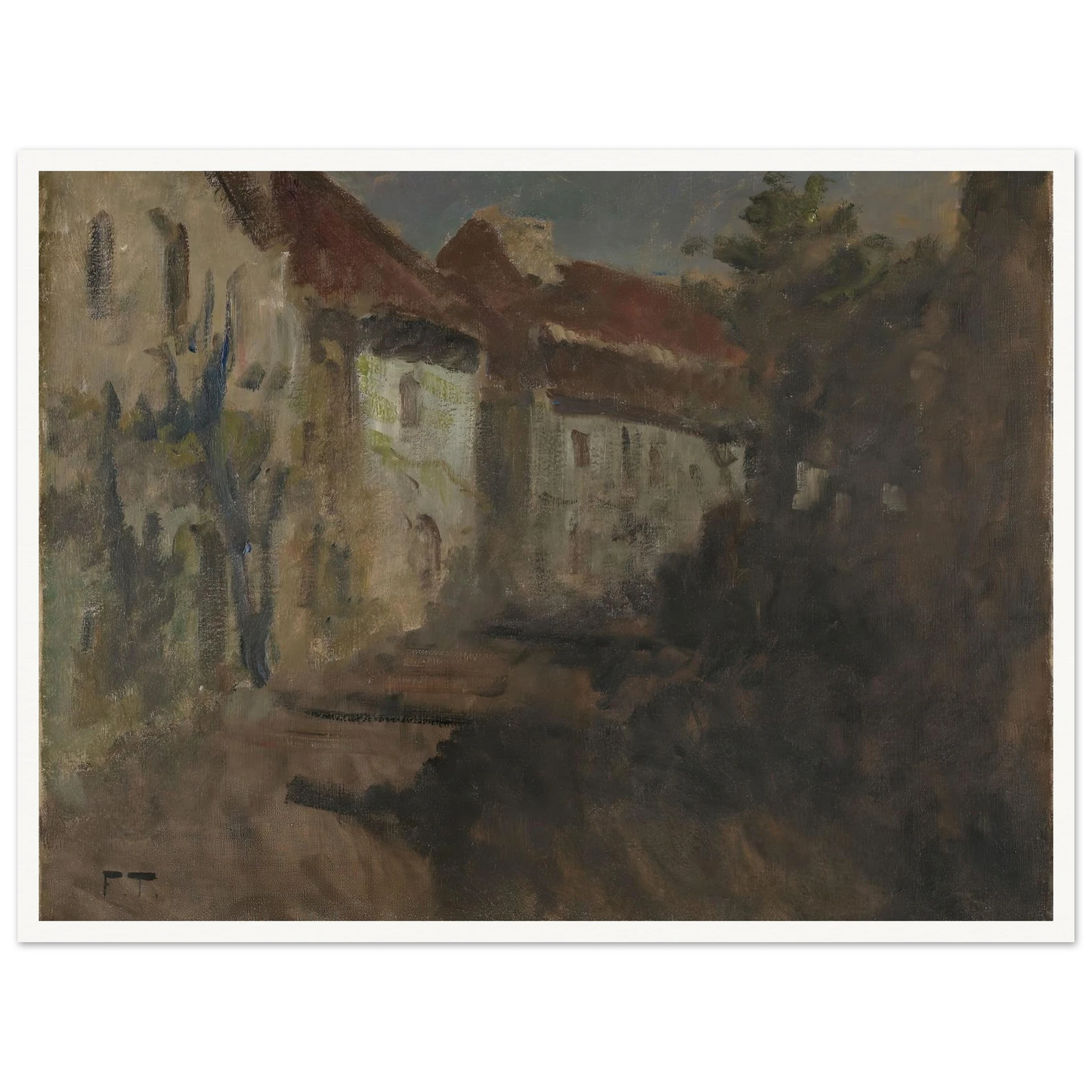 Moonlight in Dieppe (1894 - 1898) Art Print | Frits Thaulow - Framed Poster - 30x40 cm / 12x16″ - Black frame