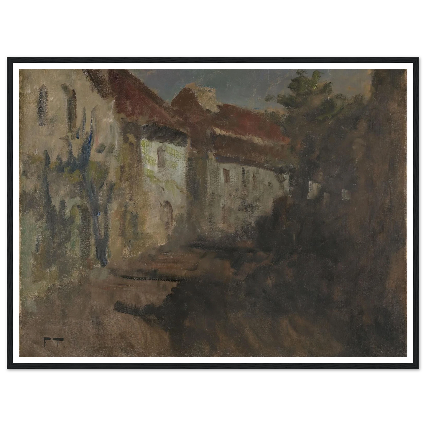 Moonlight in Dieppe (1894 - 1898) Art Print | Frits Thaulow - Framed Poster - 30x40 cm / 12x16″ - Black frame