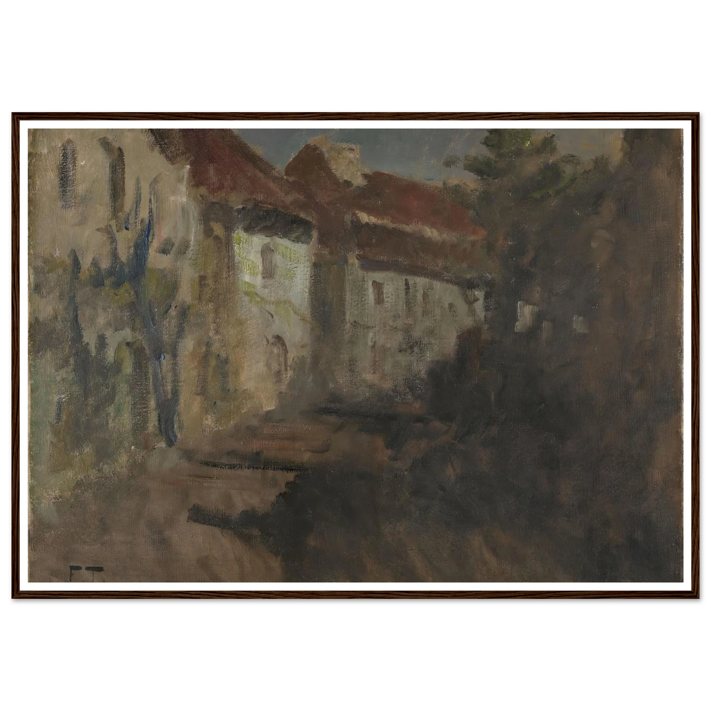 Moonlight in Dieppe (1894 - 1898) Art Print | Frits Thaulow - Framed Poster - 30x40 cm / 12x16″ - Black frame