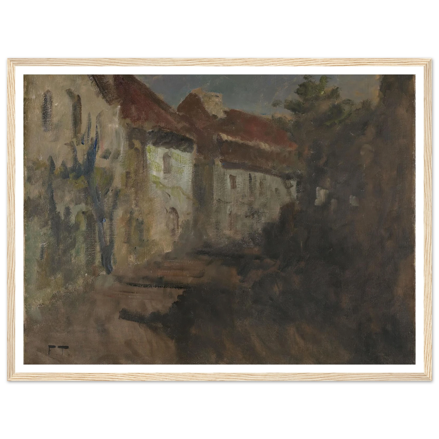 Moonlight in Dieppe (1894 - 1898) Art Print | Frits Thaulow - Framed Poster - 30x40 cm / 12x16″ - Black frame