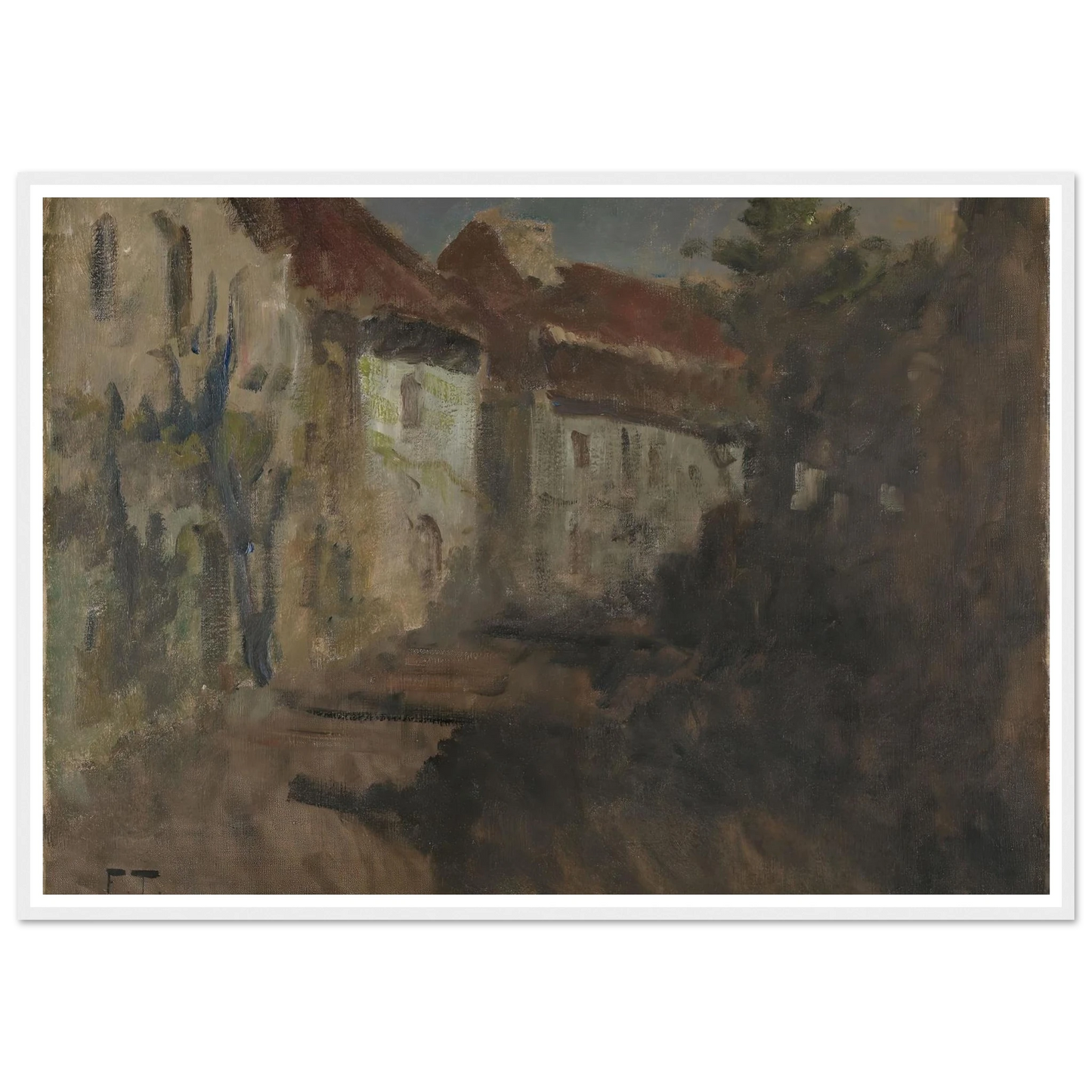 Moonlight in Dieppe (1894 - 1898) Art Print | Frits Thaulow - Framed Poster - 30x40 cm / 12x16″ - Black frame