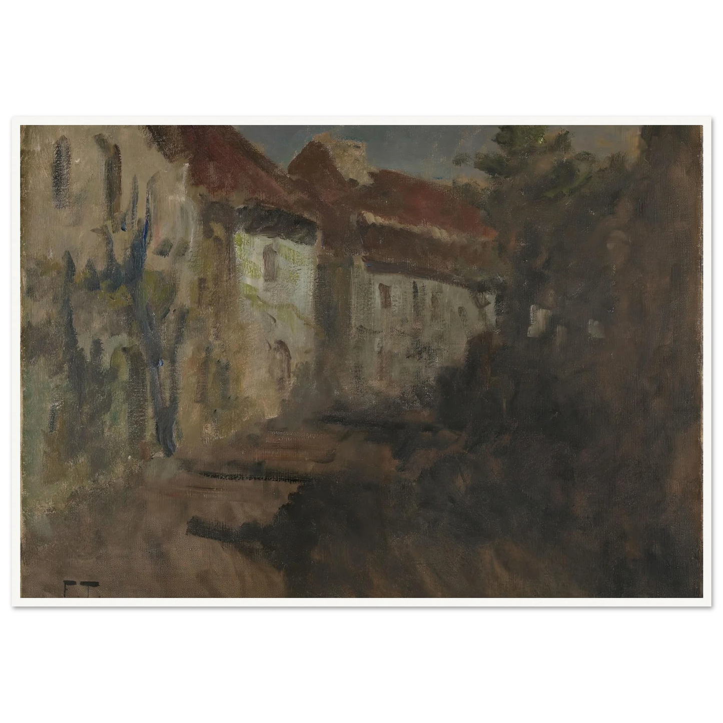 Moonlight in Dieppe (1894 - 1898) Art Print | Frits Thaulow - Framed Poster - 30x40 cm / 12x16″ - Black frame