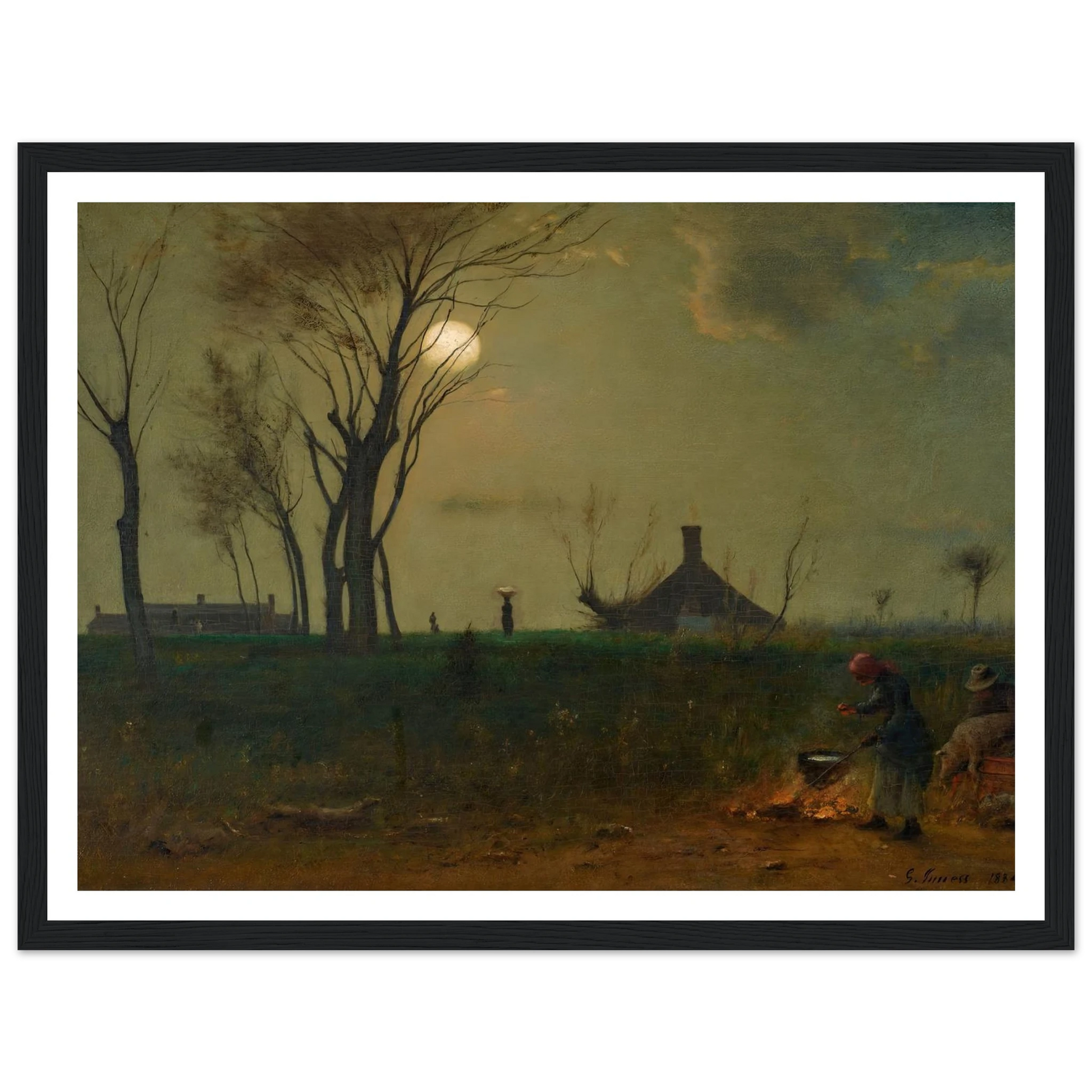 Moonlight in Virginia (1884) Art Print | George Inness - Framed Poster - 30x40 cm / 12x16″ - Black frame
