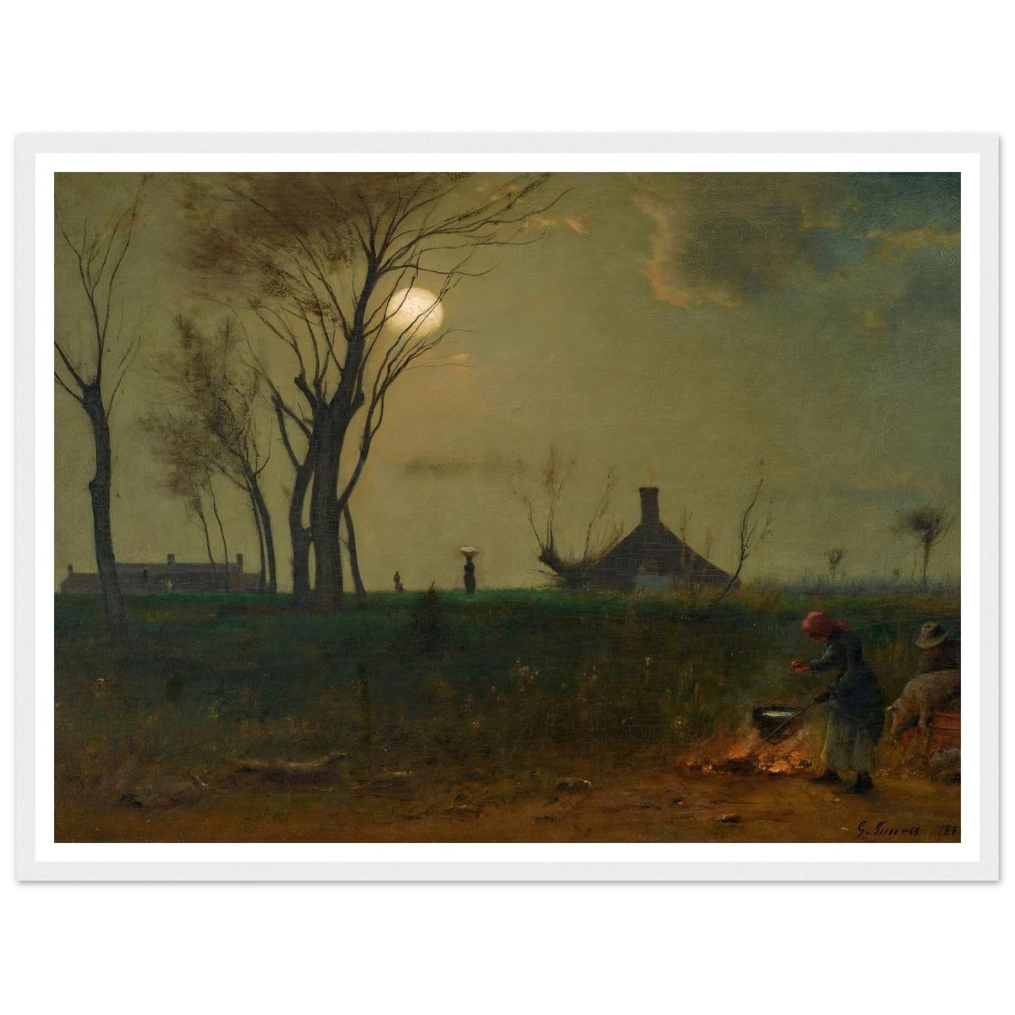 Moonlight in Virginia (1884) Art Print | George Inness - Framed Poster - 30x40 cm / 12x16″ - Black frame