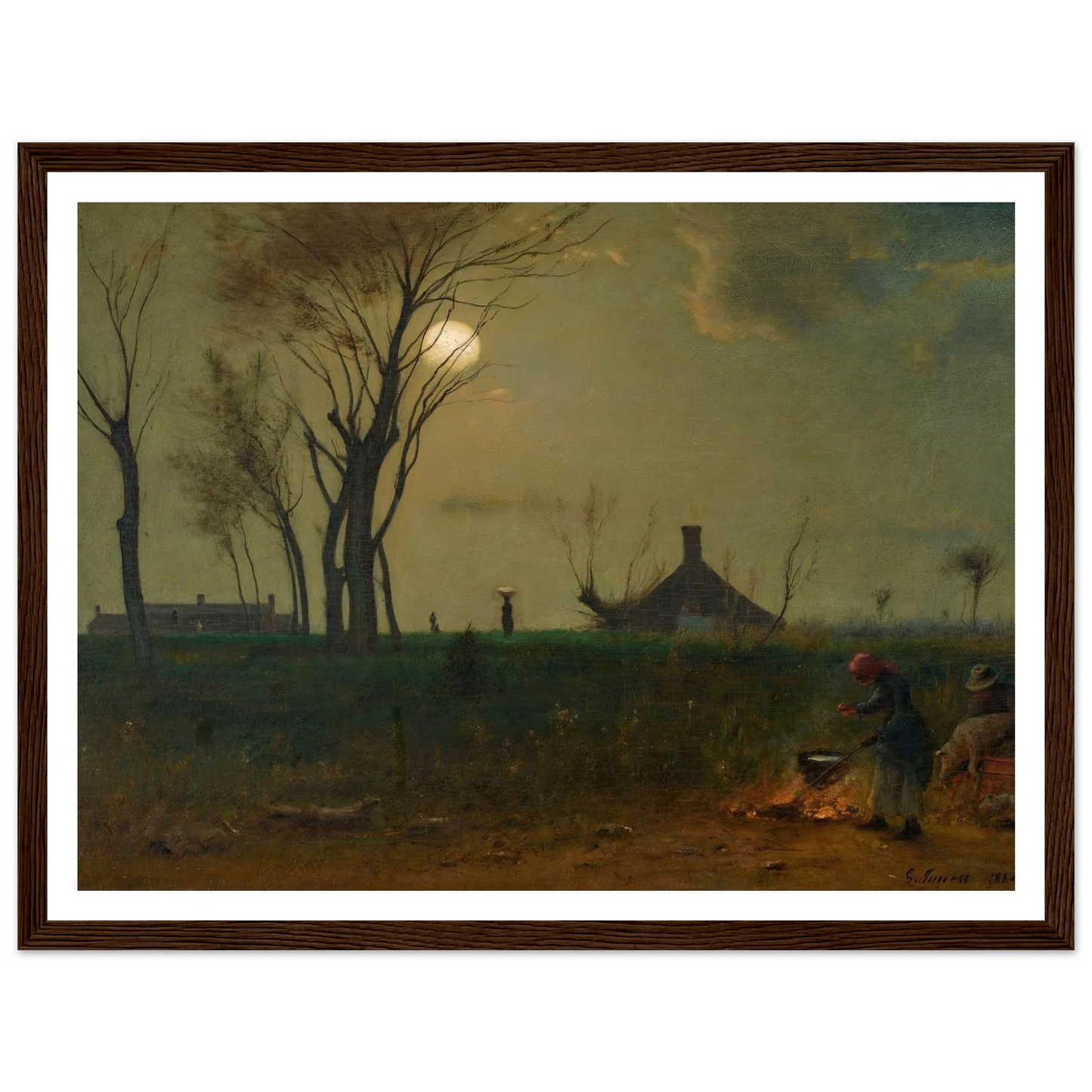 Moonlight in Virginia (1884) Art Print | George Inness - Framed Poster - 30x40 cm / 12x16″ - Black frame