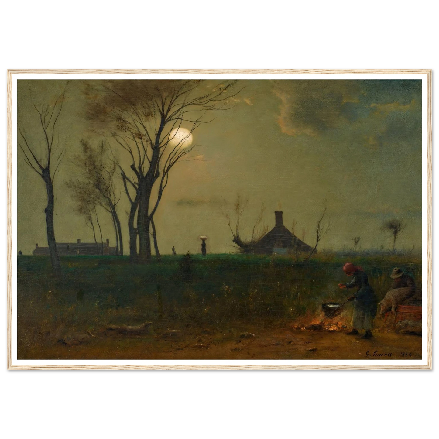 Moonlight in Virginia (1884) Art Print | George Inness - Framed Poster - 30x40 cm / 12x16″ - Black frame
