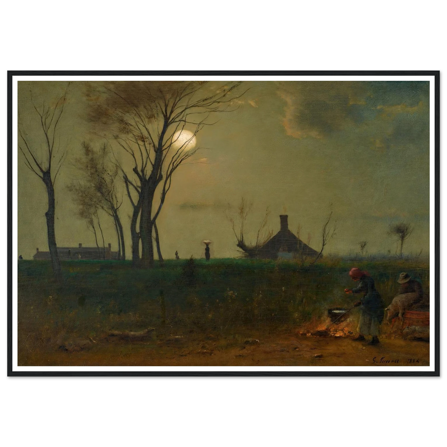 Moonlight in Virginia (1884) Art Print | George Inness - Framed Poster - 30x40 cm / 12x16″ - Black frame
