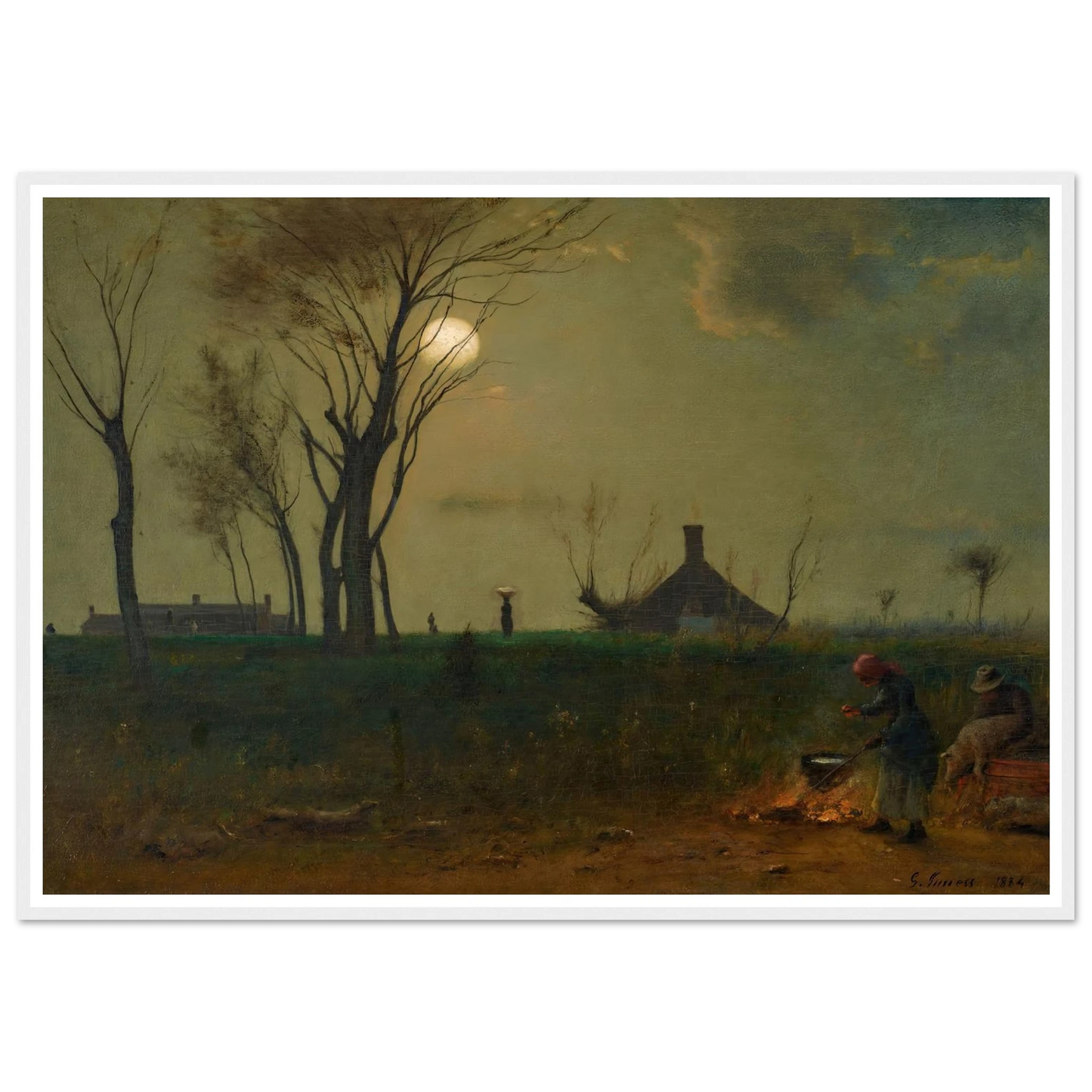 Moonlight in Virginia (1884) Art Print | George Inness - Framed Poster - 30x40 cm / 12x16″ - Black frame