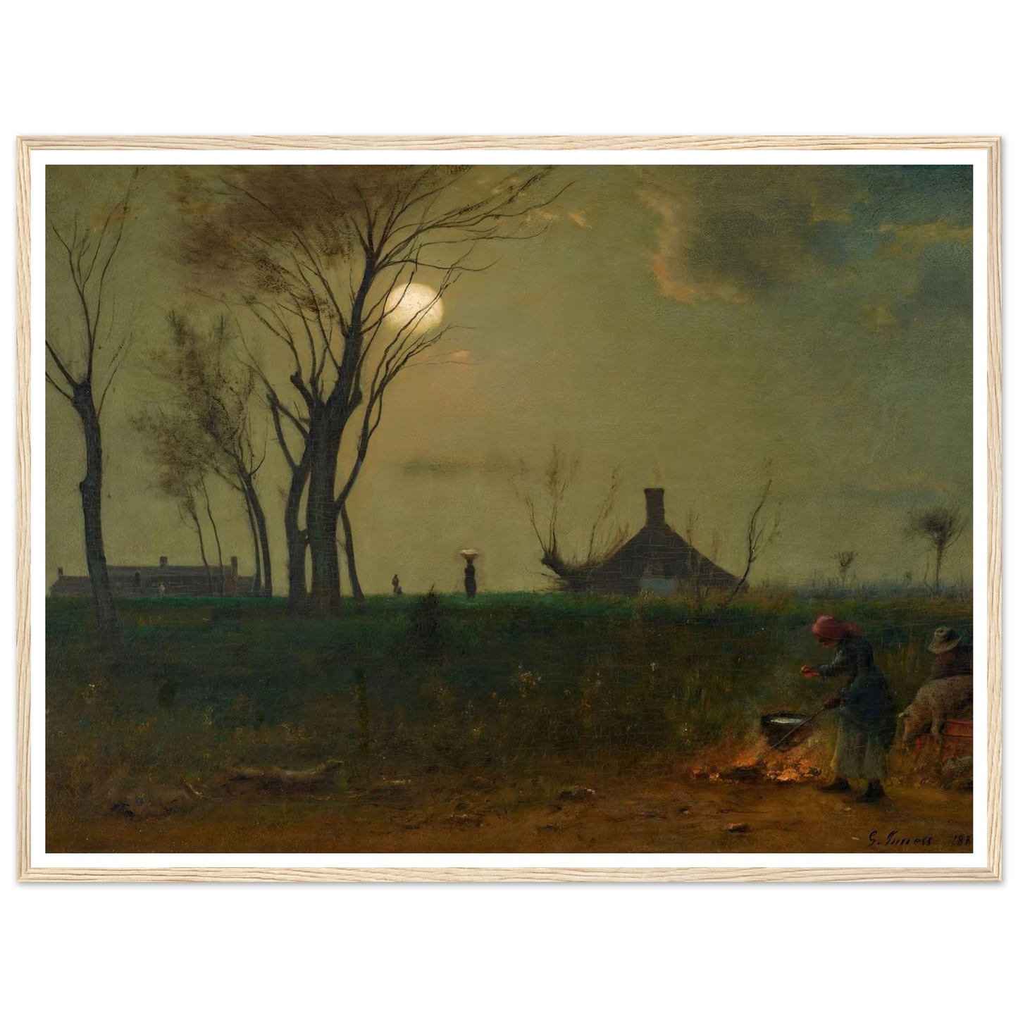 Moonlight in Virginia (1884) Art Print | George Inness - Framed Poster - 30x40 cm / 12x16″ - Black frame