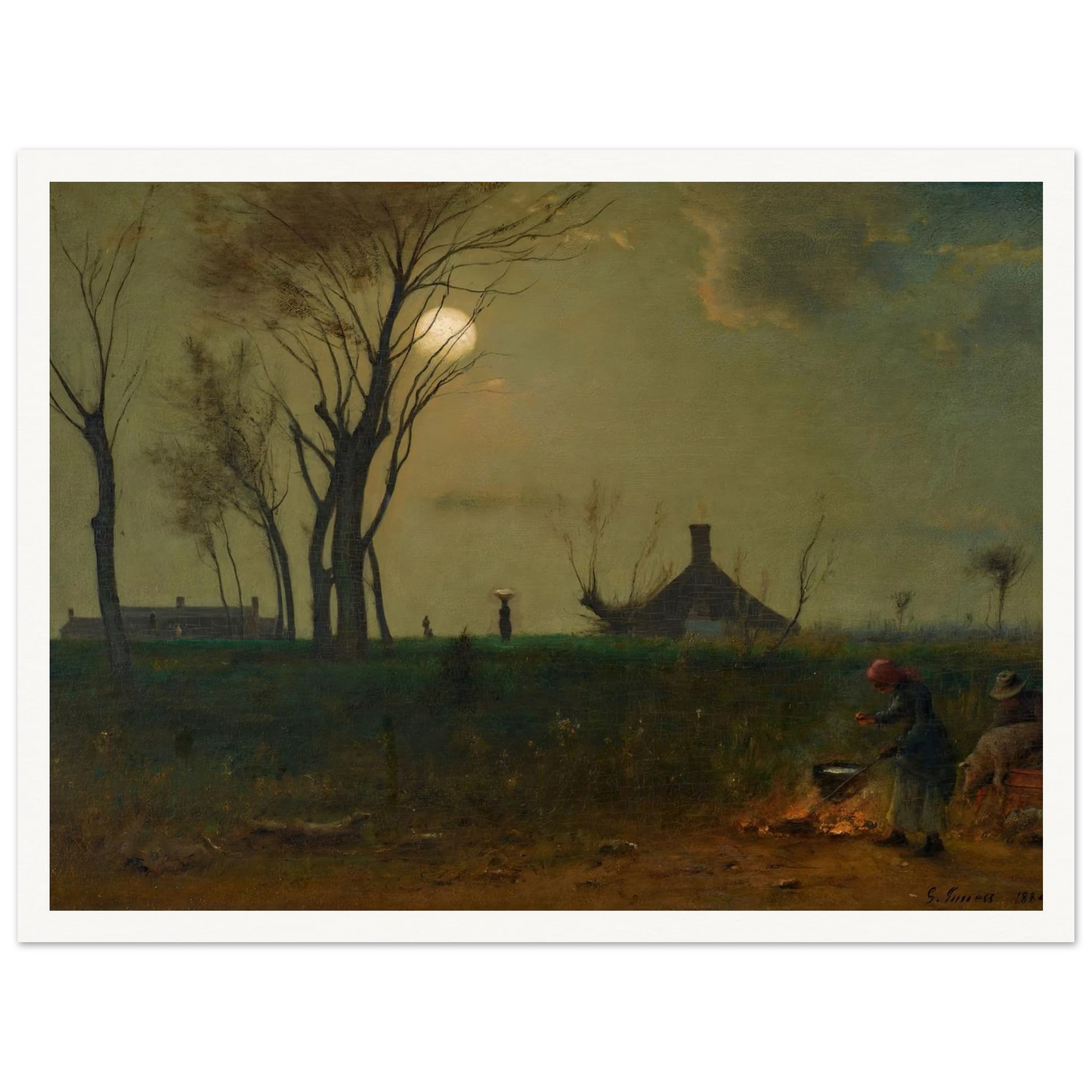 Moonlight in Virginia (1884) Art Print | George Inness - Framed Poster - 30x40 cm / 12x16″ - Black frame