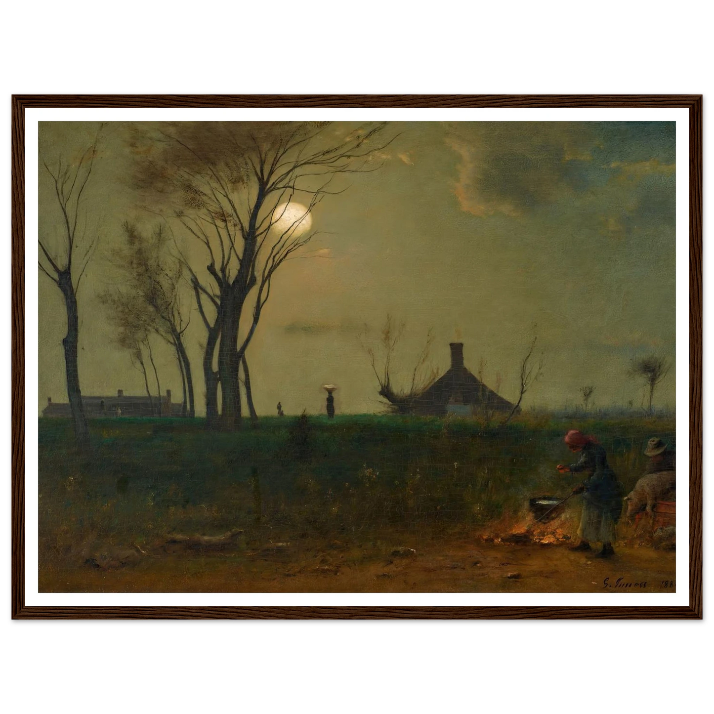 Moonlight in Virginia (1884) Art Print | George Inness - Framed Poster - 30x40 cm / 12x16″ - Black frame