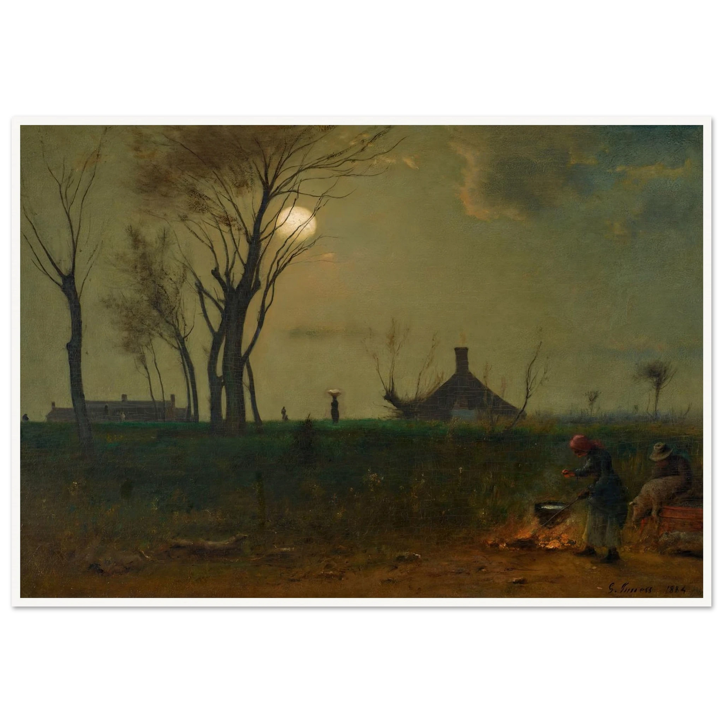 Moonlight in Virginia (1884) Art Print | George Inness - Framed Poster - 30x40 cm / 12x16″ - Black frame