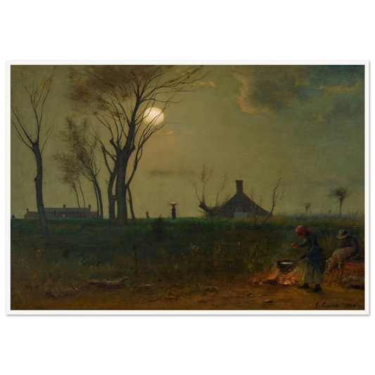 Moonlight in Virginia (1884) Art Print | George Inness - Framed Poster - 30x40 cm / 12x16″ - Black frame