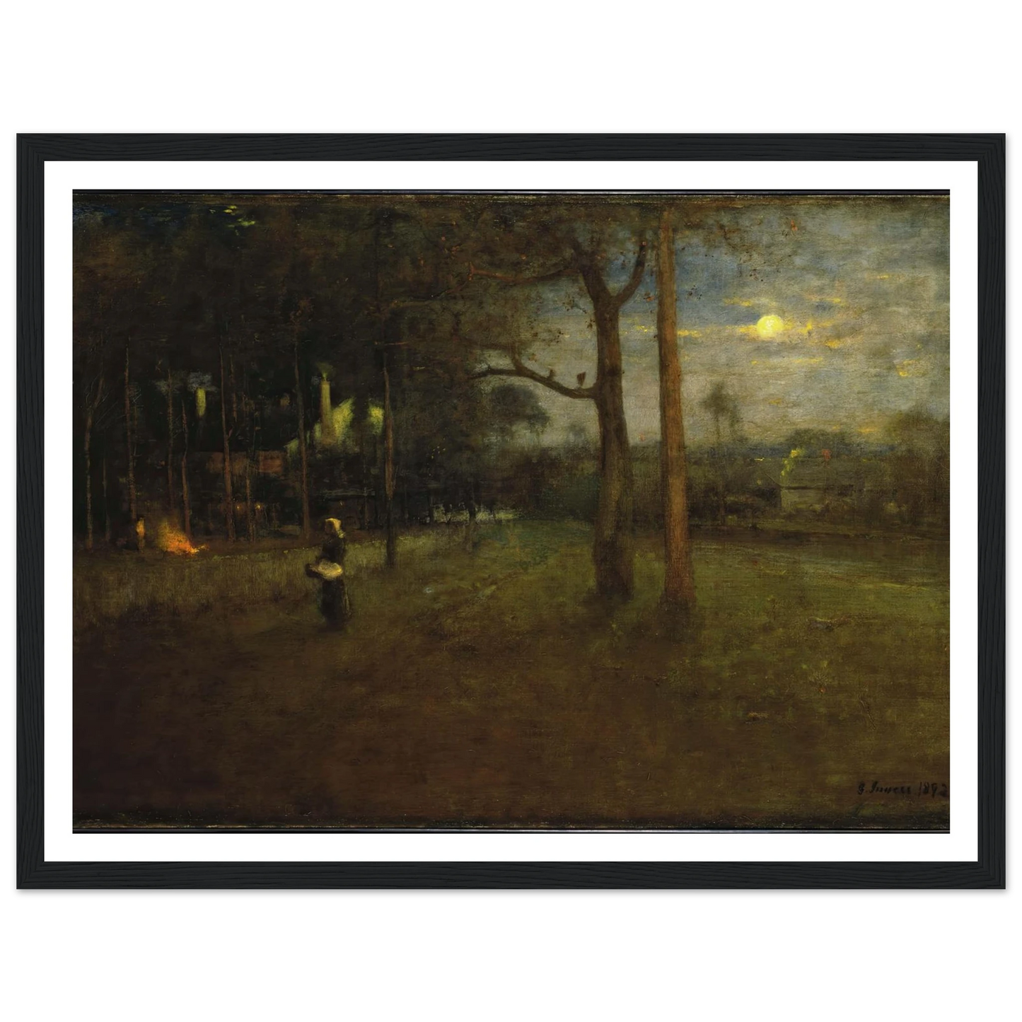 Moonlight, Tarpon Springs Art Print | George Inness - Framed Poster - 30x40 cm / 12x16″ - Black frame