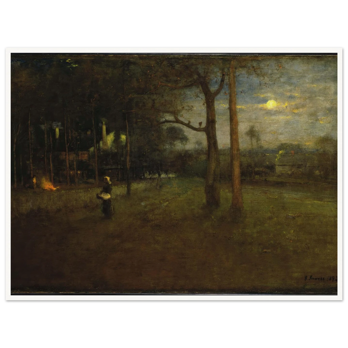 Moonlight, Tarpon Springs Art Print | George Inness - Framed Poster - 30x40 cm / 12x16″ - Black frame