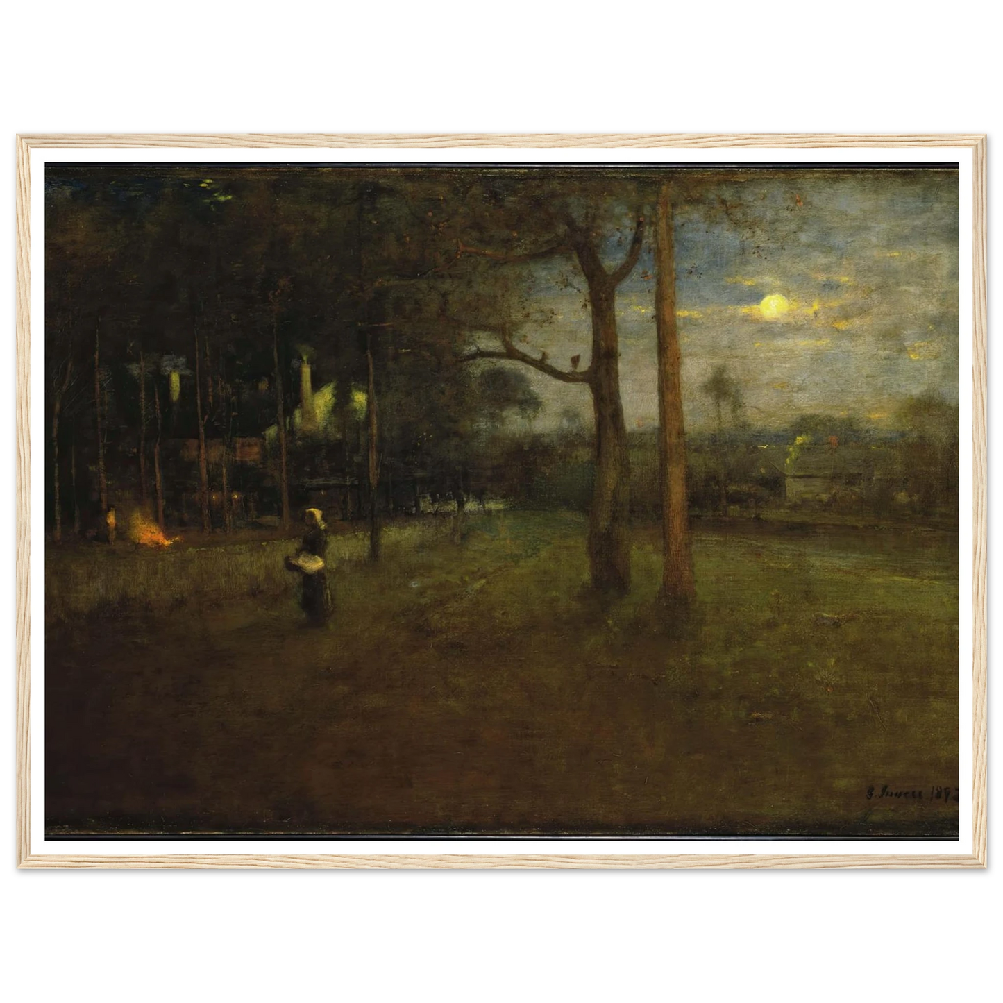Moonlight, Tarpon Springs Art Print | George Inness - Framed Poster - 30x40 cm / 12x16″ - Black frame