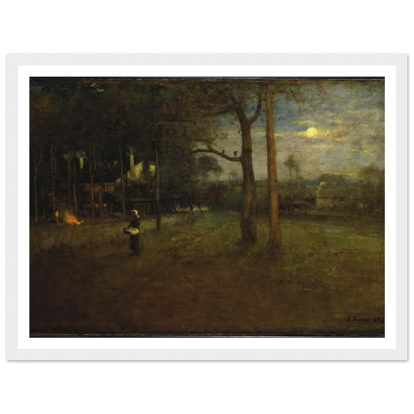 Moonlight, Tarpon Springs Art Print | George Inness - Framed Poster - 30x40 cm / 12x16″ - Black frame