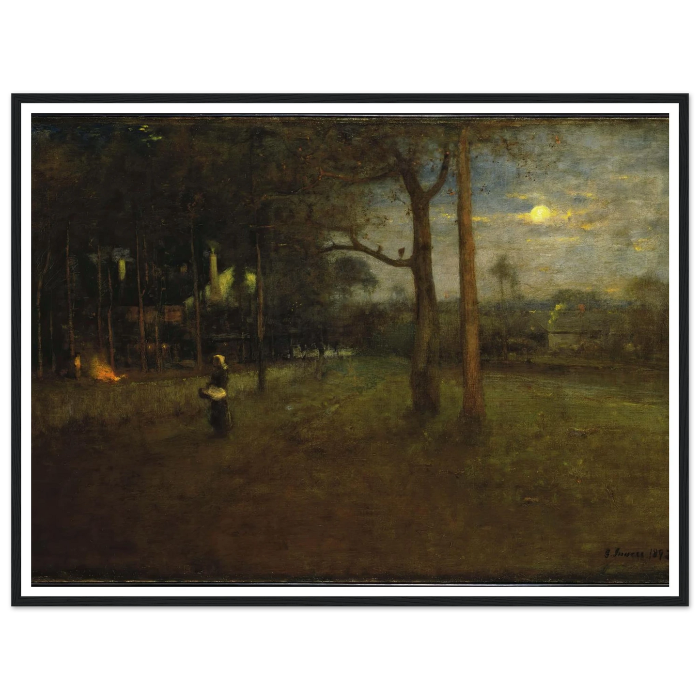 Moonlight, Tarpon Springs Art Print | George Inness - Framed Poster - 30x40 cm / 12x16″ - Black frame