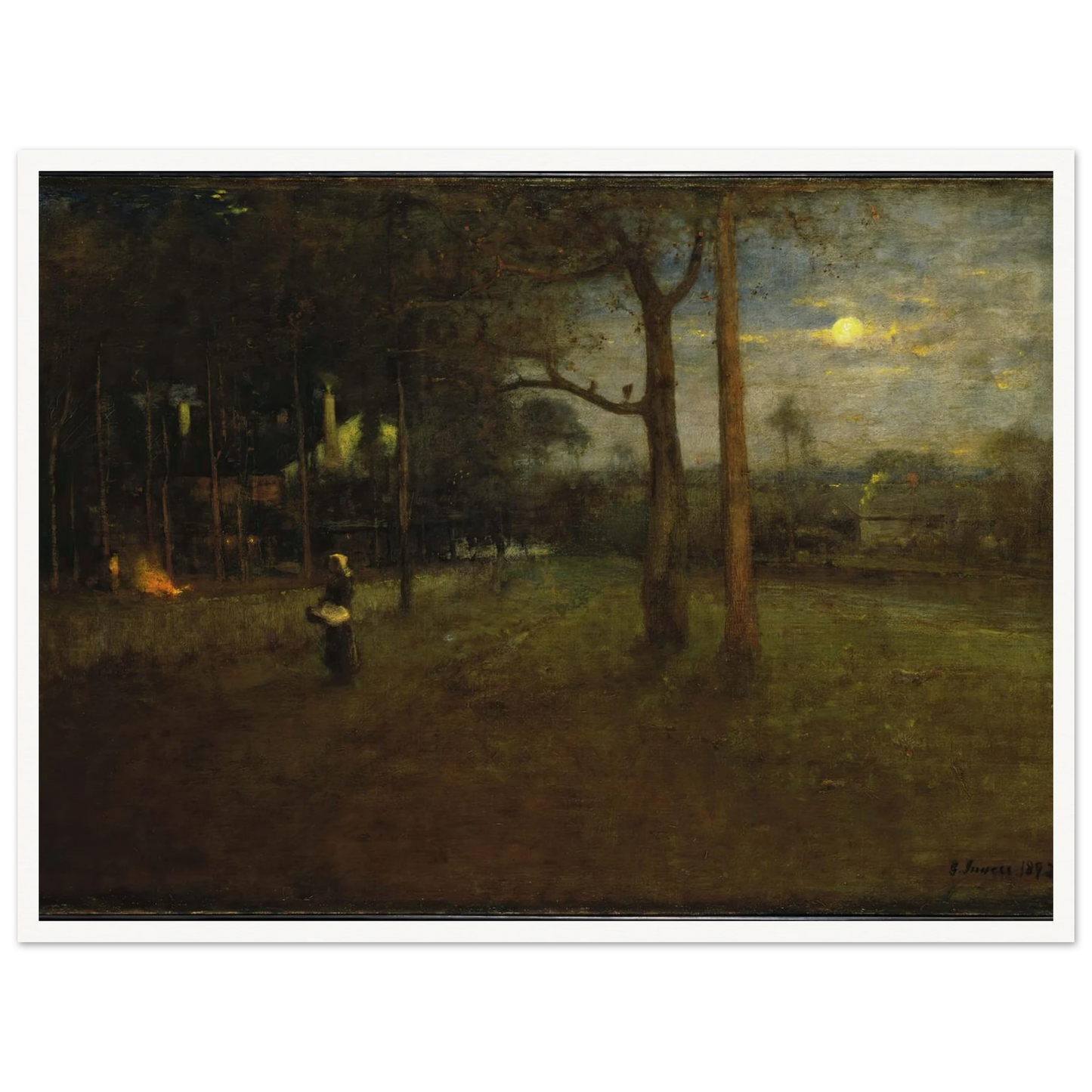 Moonlight, Tarpon Springs Art Print | George Inness - Framed Poster - 30x40 cm / 12x16″ - Black frame