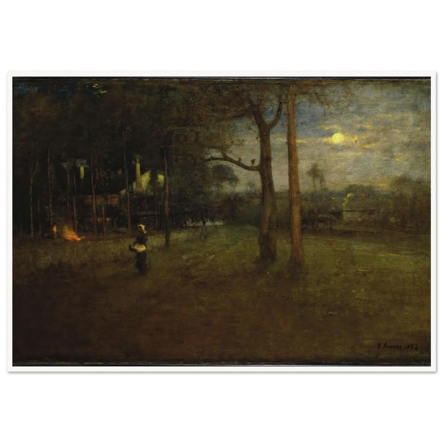 Moonlight, Tarpon Springs Art Print | George Inness - Framed Poster - 30x40 cm / 12x16″ - Black frame