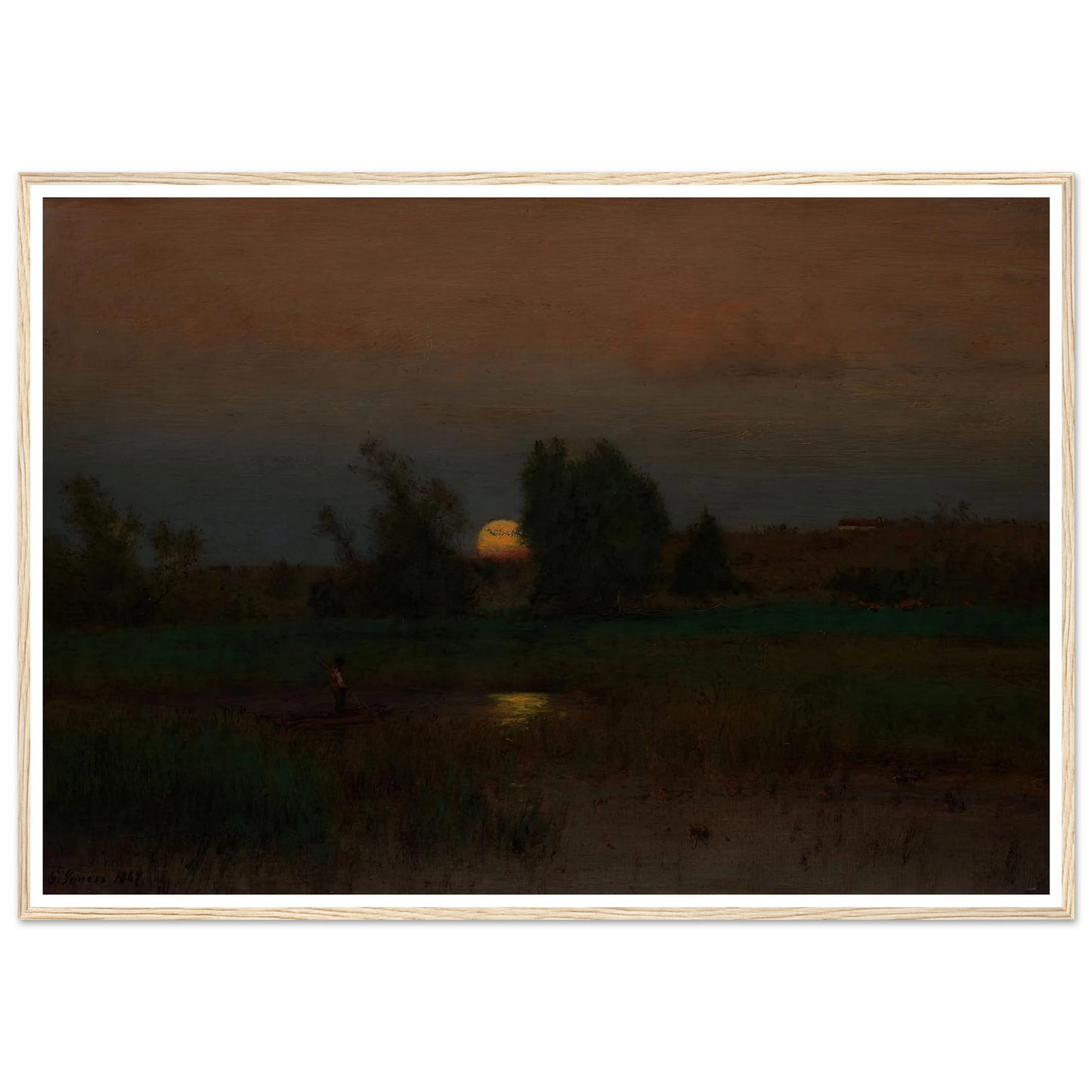 Moonrise (1887) Art Print | George Inness - Framed Poster - 30x40 cm / 12x16″ - Black frame