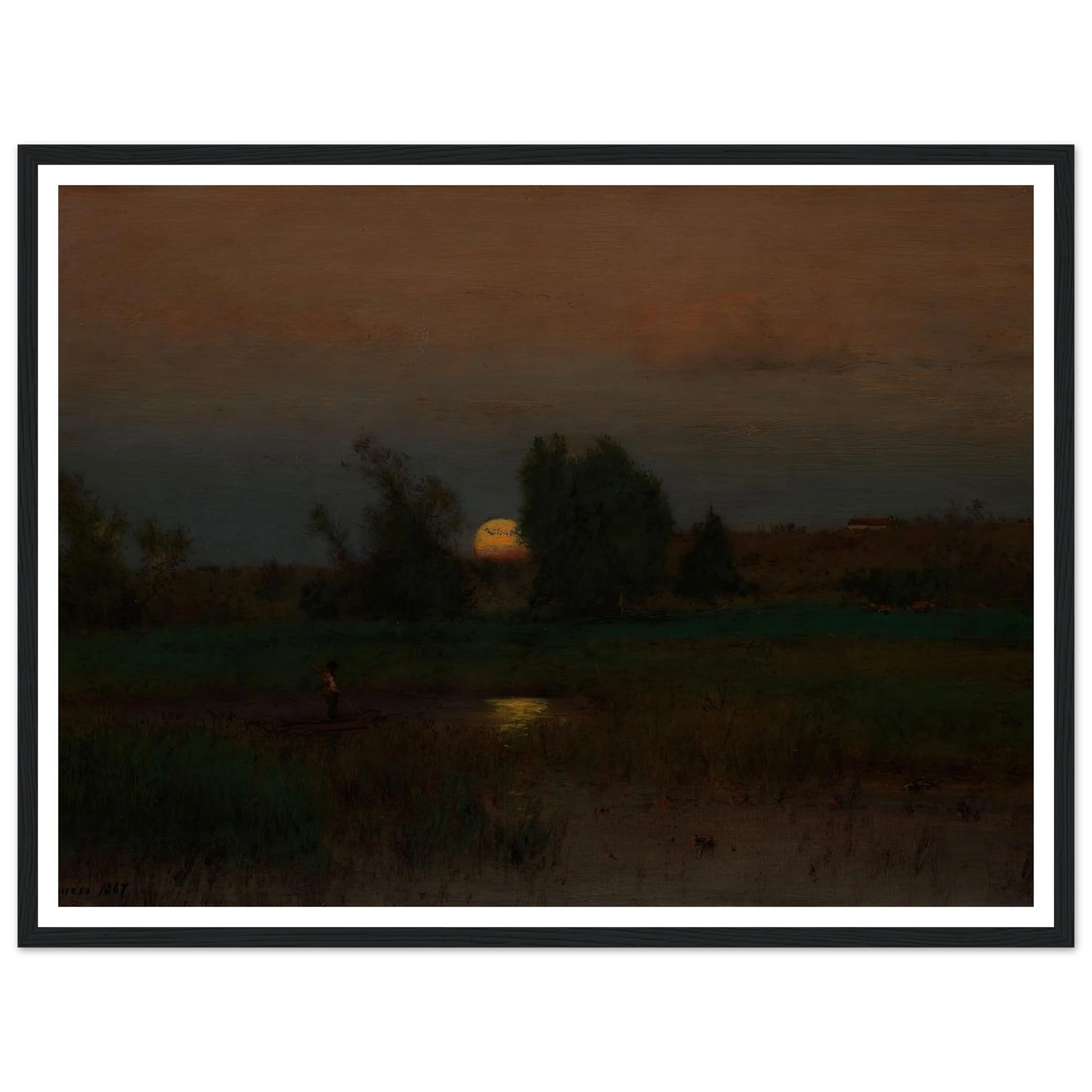 Moonrise (1887) Art Print | George Inness - Framed Poster - 30x40 cm / 12x16″ - Black frame