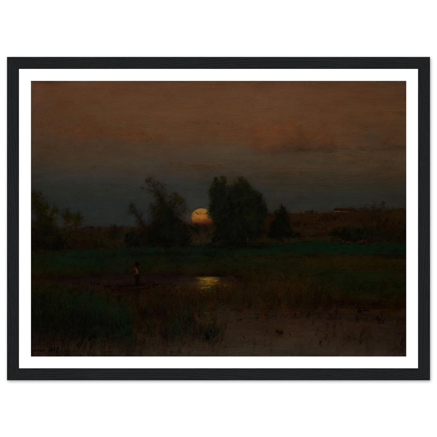 Moonrise (1887) Art Print | George Inness - Framed Poster - 30x40 cm / 12x16″ - Black frame