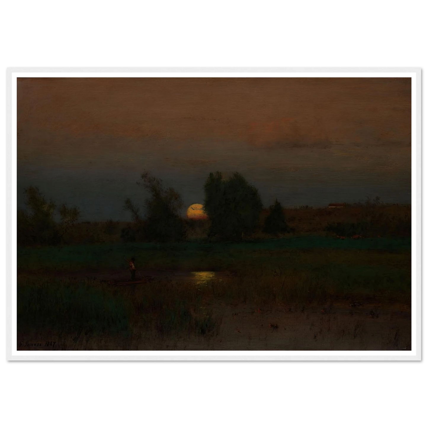 Moonrise (1887) Art Print | George Inness - Framed Poster - 30x40 cm / 12x16″ - Black frame