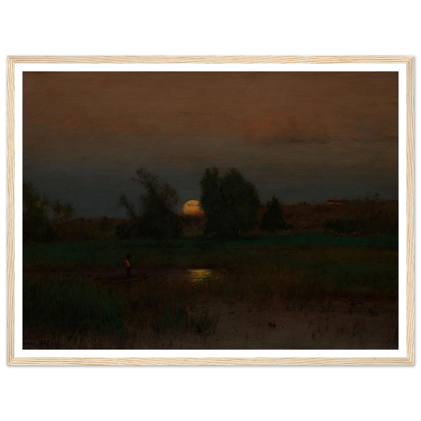 Moonrise (1887) Art Print | George Inness - Framed Poster - 30x40 cm / 12x16″ - Black frame