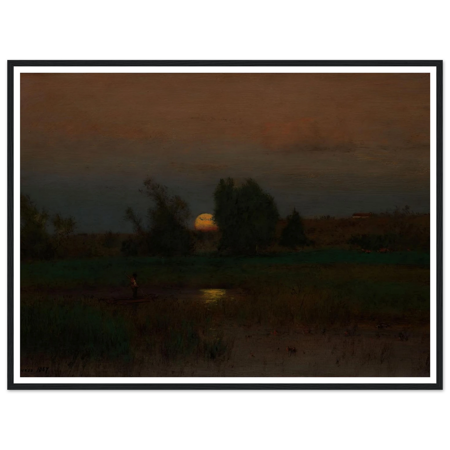 Moonrise (1887) Art Print | George Inness - Framed Poster - 30x40 cm / 12x16″ - Black frame