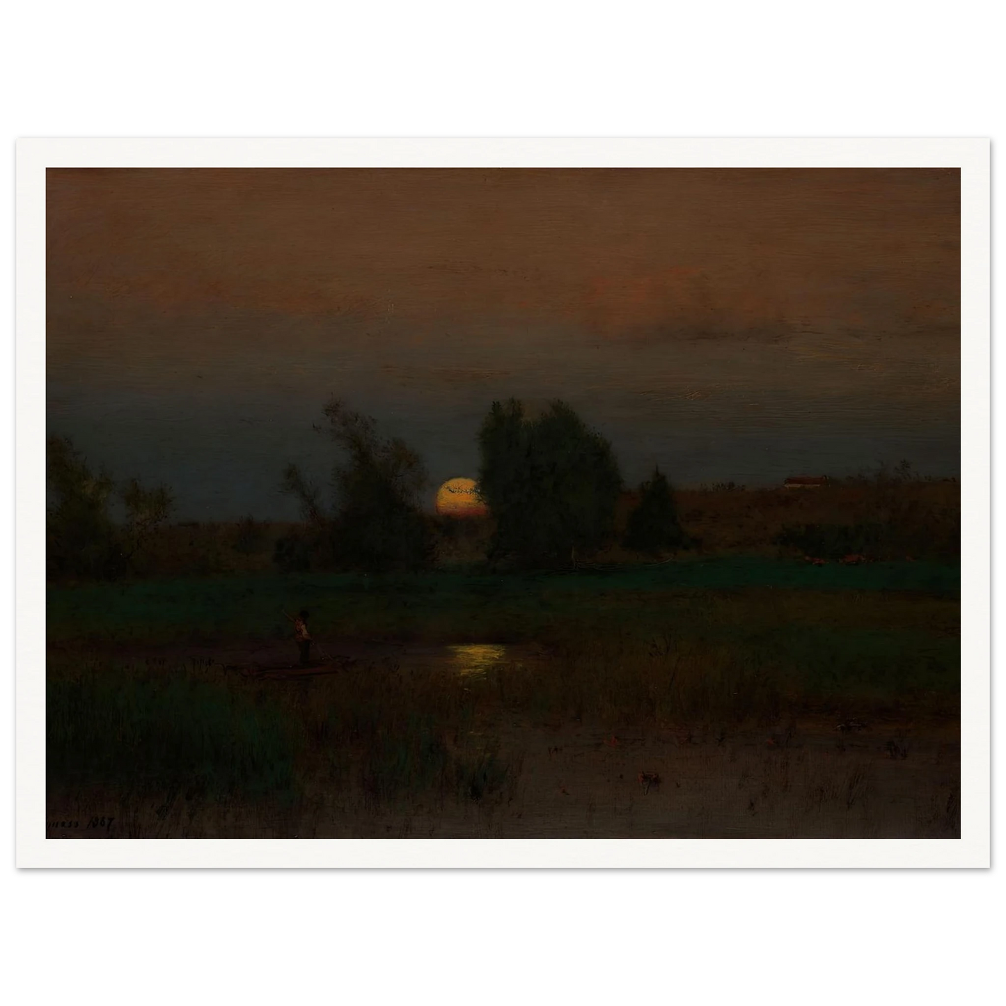 Moonrise (1887) Art Print | George Inness - Framed Poster - 30x40 cm / 12x16″ - Black frame