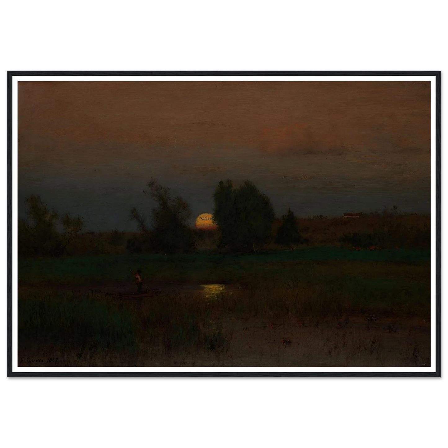Moonrise (1887) Art Print | George Inness - Framed Poster - 30x40 cm / 12x16″ - Black frame
