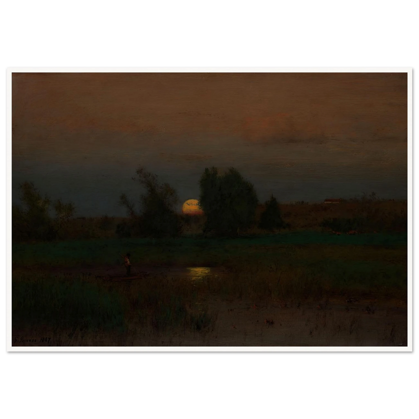 Moonrise (1887) Art Print | George Inness - Framed Poster - 30x40 cm / 12x16″ - Black frame
