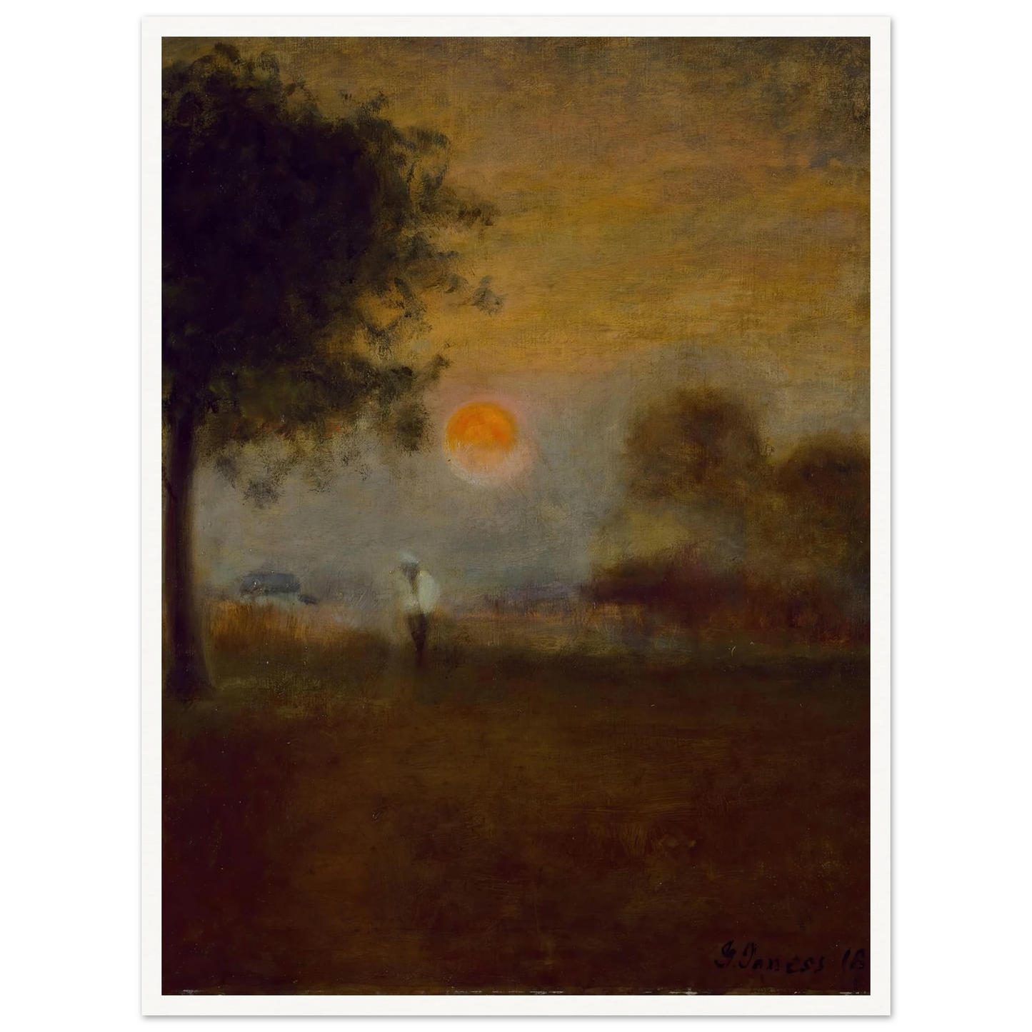 Moonrise (1891) Art Print | George Inness - Framed Poster - 30x40 cm / 12x16″ - Black frame