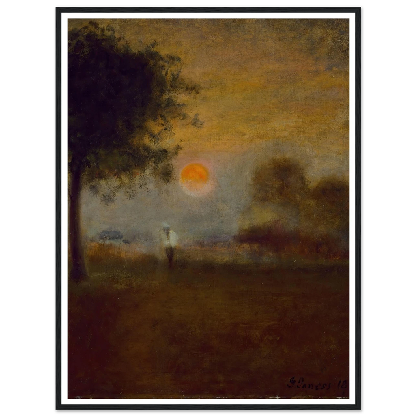 Moonrise (1891) Art Print | George Inness - Framed Poster - 30x40 cm / 12x16″ - Black frame